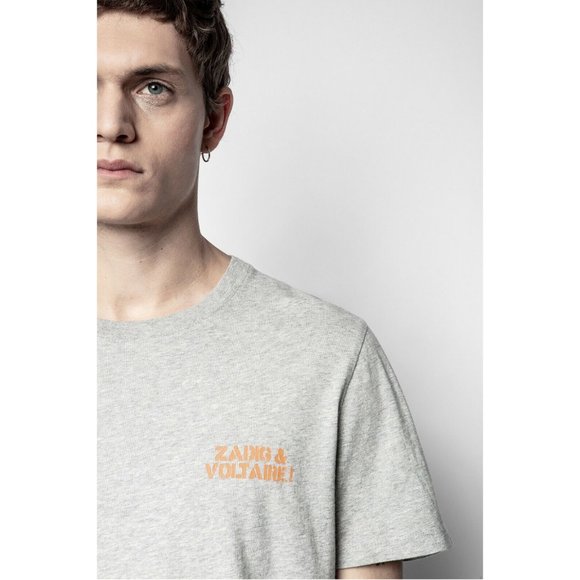 Zadig & Voltaire Men's Ted Hc Ktda T-Shirt Gray Cotton Printed XS NWT - Picture 2 of 5